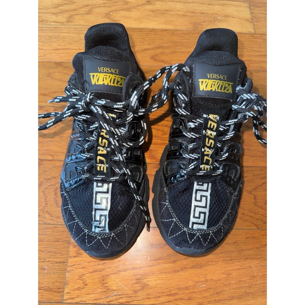 Versace Kids Trigreca Black Gold Sneakers Size 35 US 3Y Youth Girls Boys